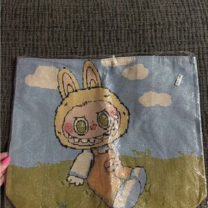 Labubu Canvas Tote Bag with Zipper